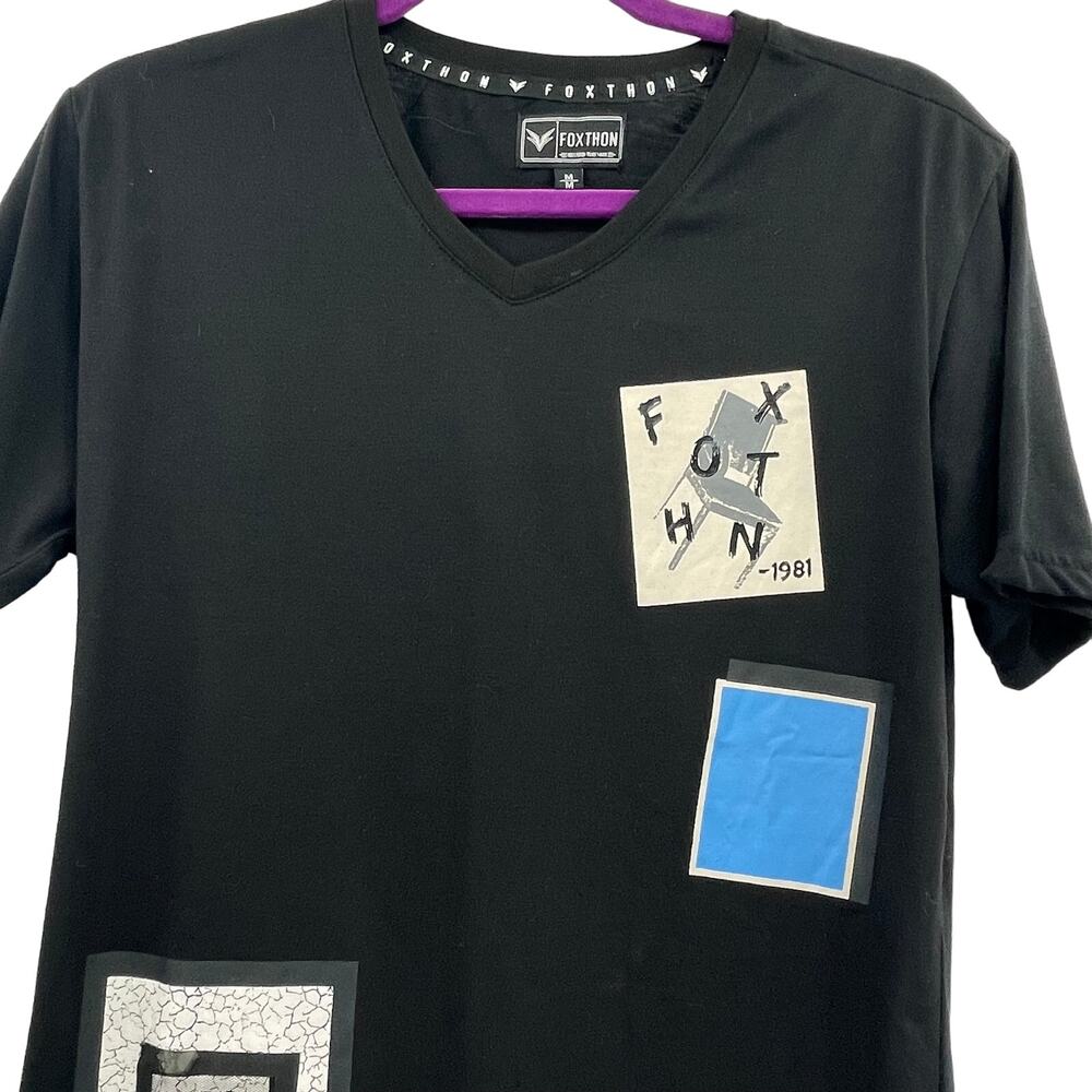 Foxthon Black Short Sleeve V-Neck TShirt - Picture 2 of 11